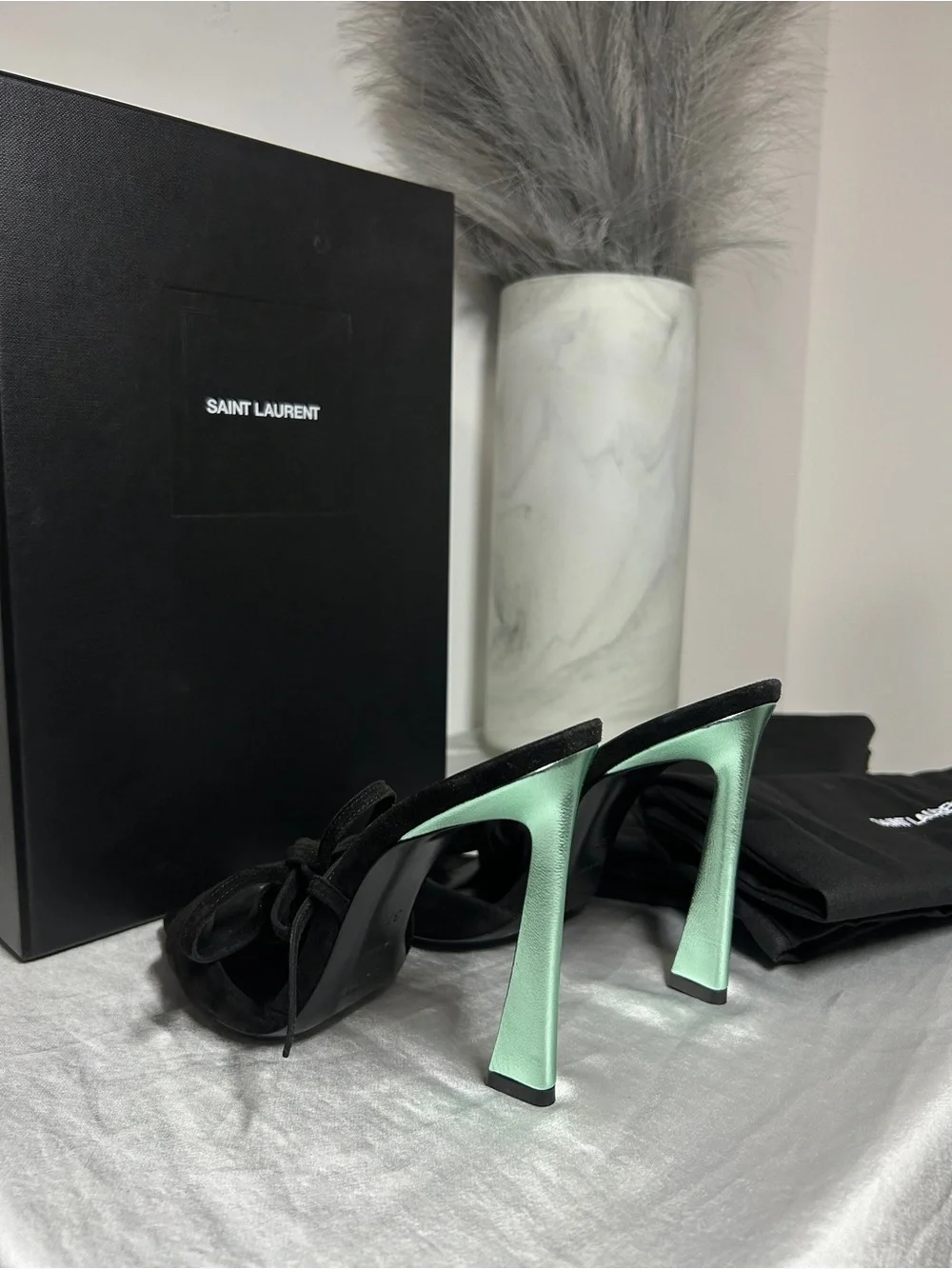Saint Laurent Black Suede Vitti Wrap Around Sandal - Picture 5 of 8
